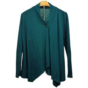 Apt. 9 Draped Open Front Cardigan Green Asymmetrical Fall Winter Long Sleeve MED